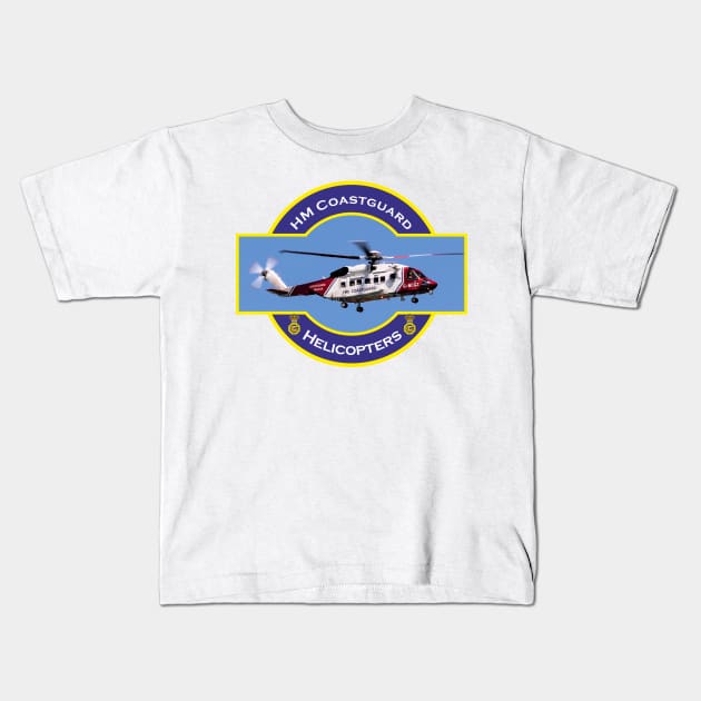 HM Coastguard search and rescue Helicopter, Kids T-Shirt by AJ techDesigns